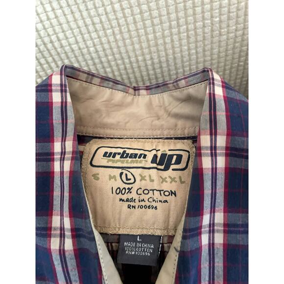 Urban Up Long-Sleeve Button-Up Plaid‎ Men's Sirt.  Size Large - Picture 3 of 3